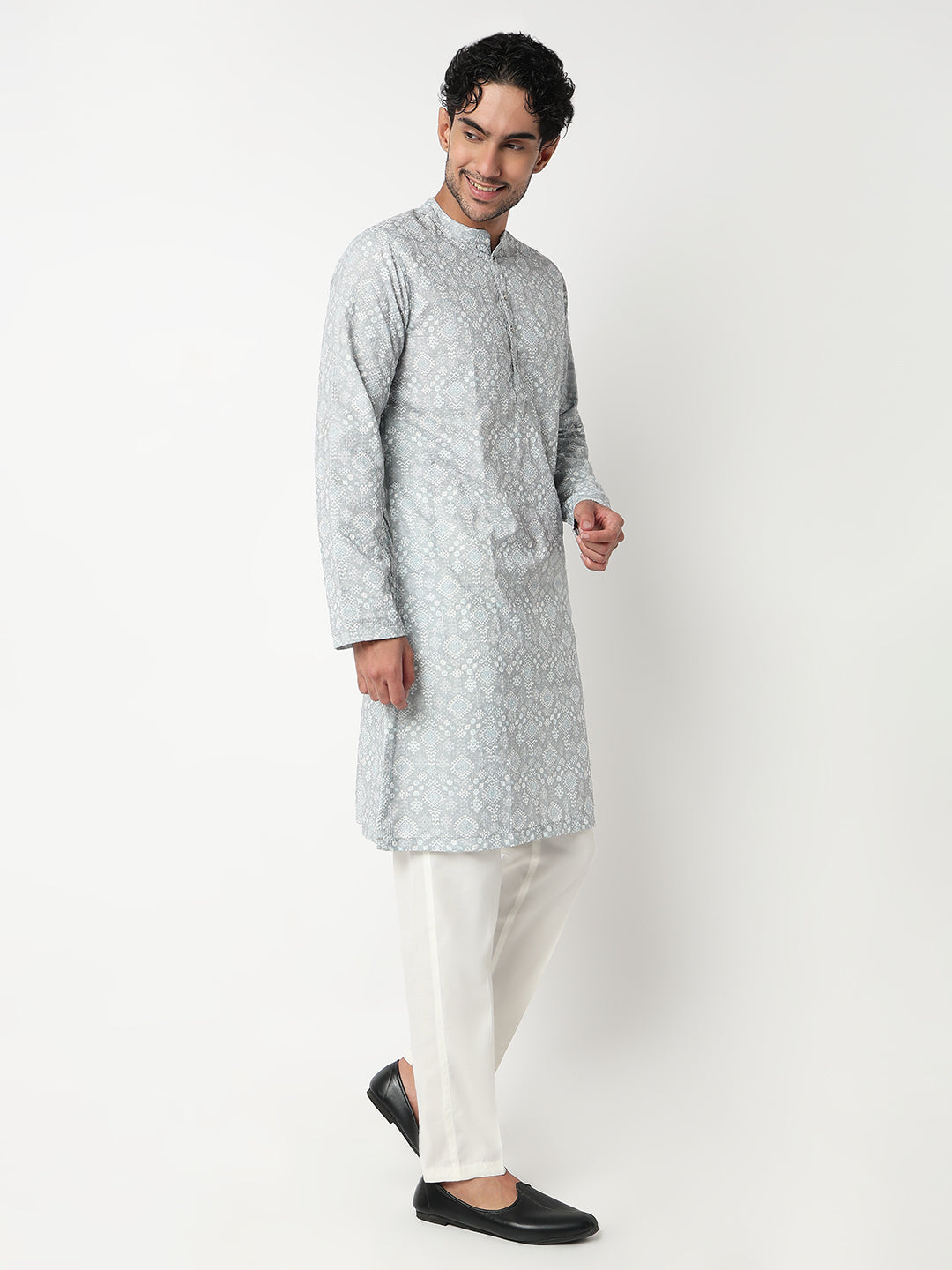 Digi Schiffli Straight Long Kurta