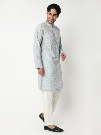 Digi Schiffli Straight Long Kurta