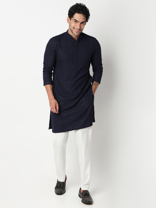 Straight Schiffli Long Kurta