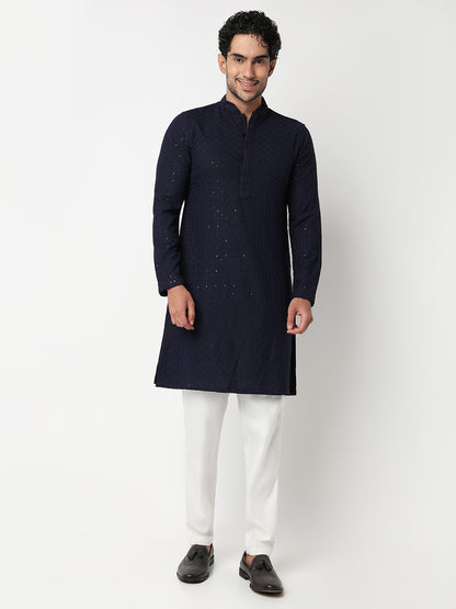 Straight Schiffli Long Kurta