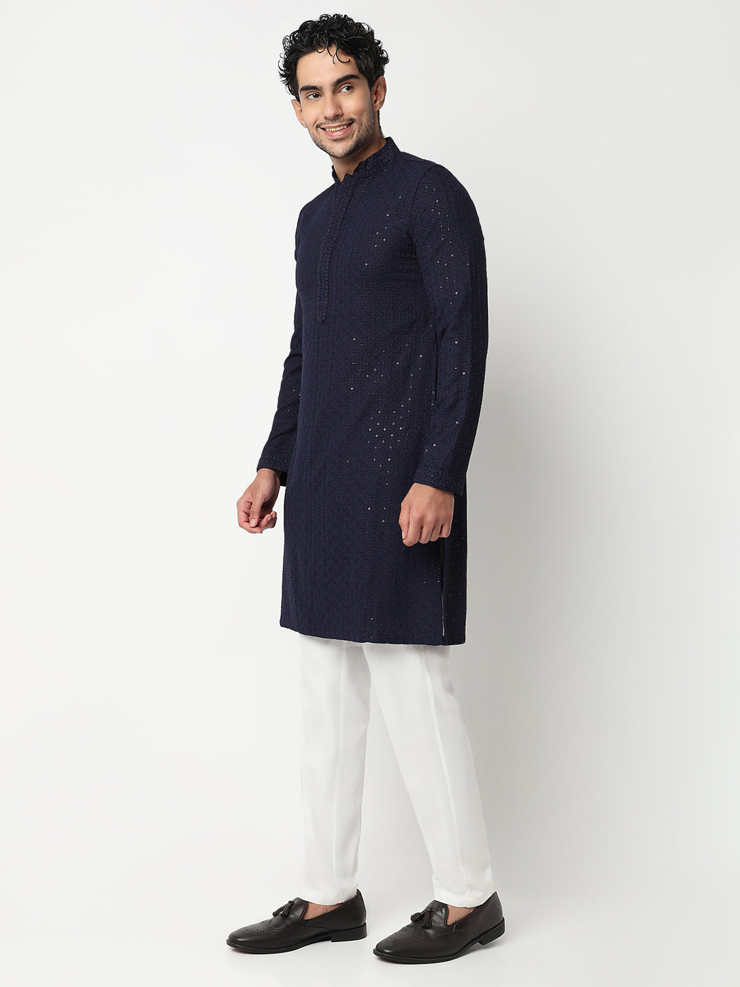 Straight Schiffli Long Kurta