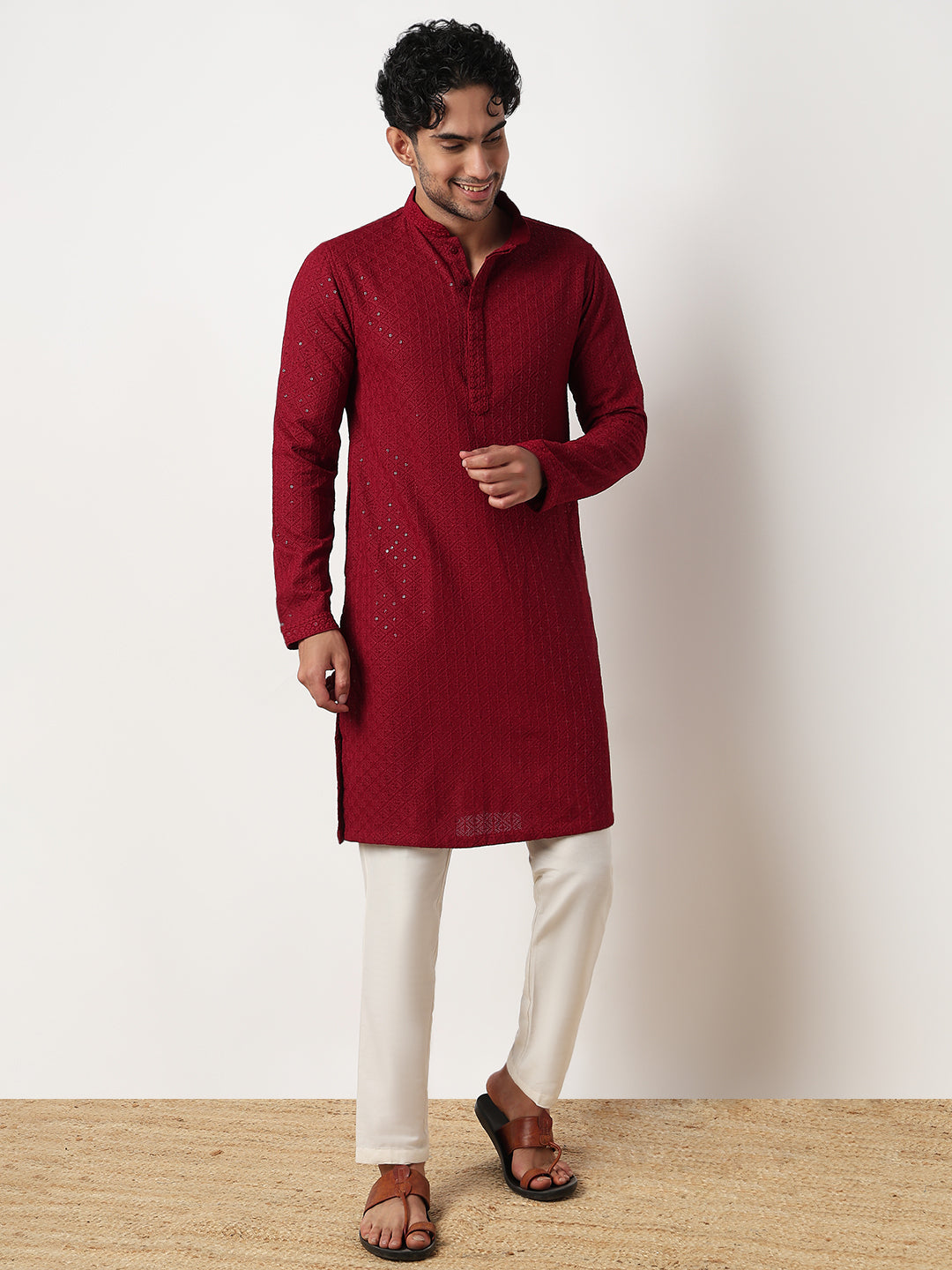 Straight Schiffli Long Kurta