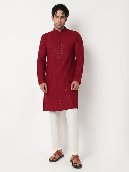 Straight Schiffli Long Kurta