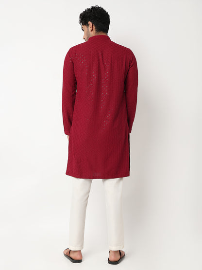 Straight Schiffli Long Kurta