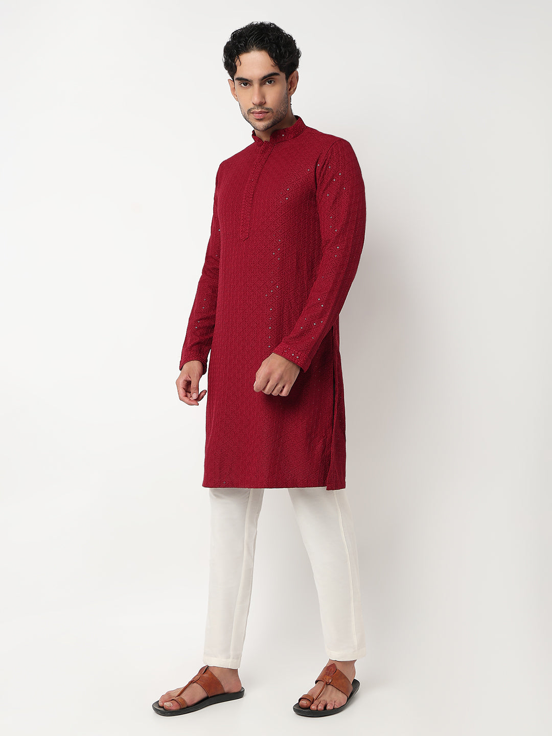 Straight Schiffli Long Kurta