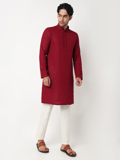 Straight Schiffli Long Kurta