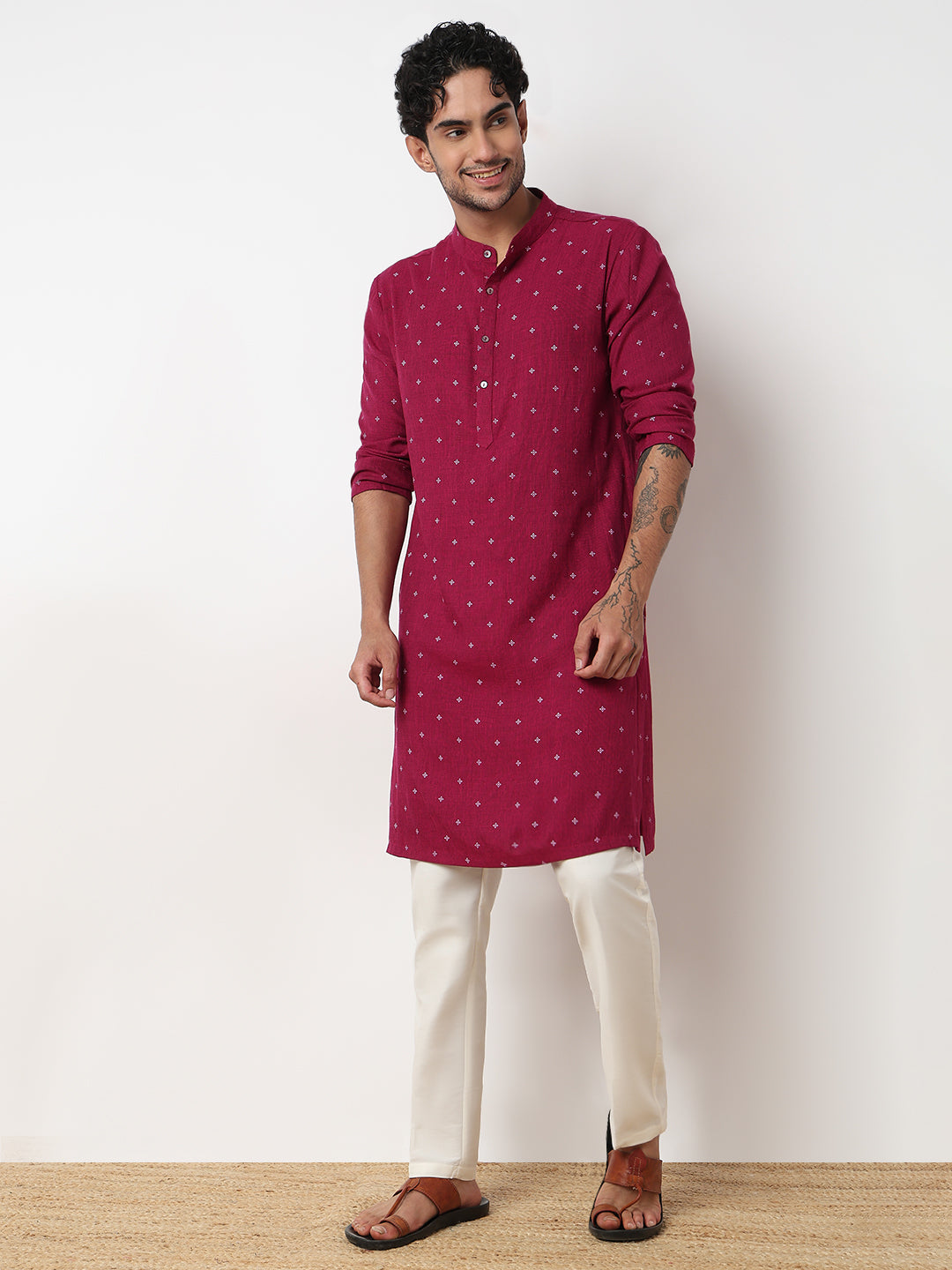 Printed Straight Yarn Dyed Long Kurta