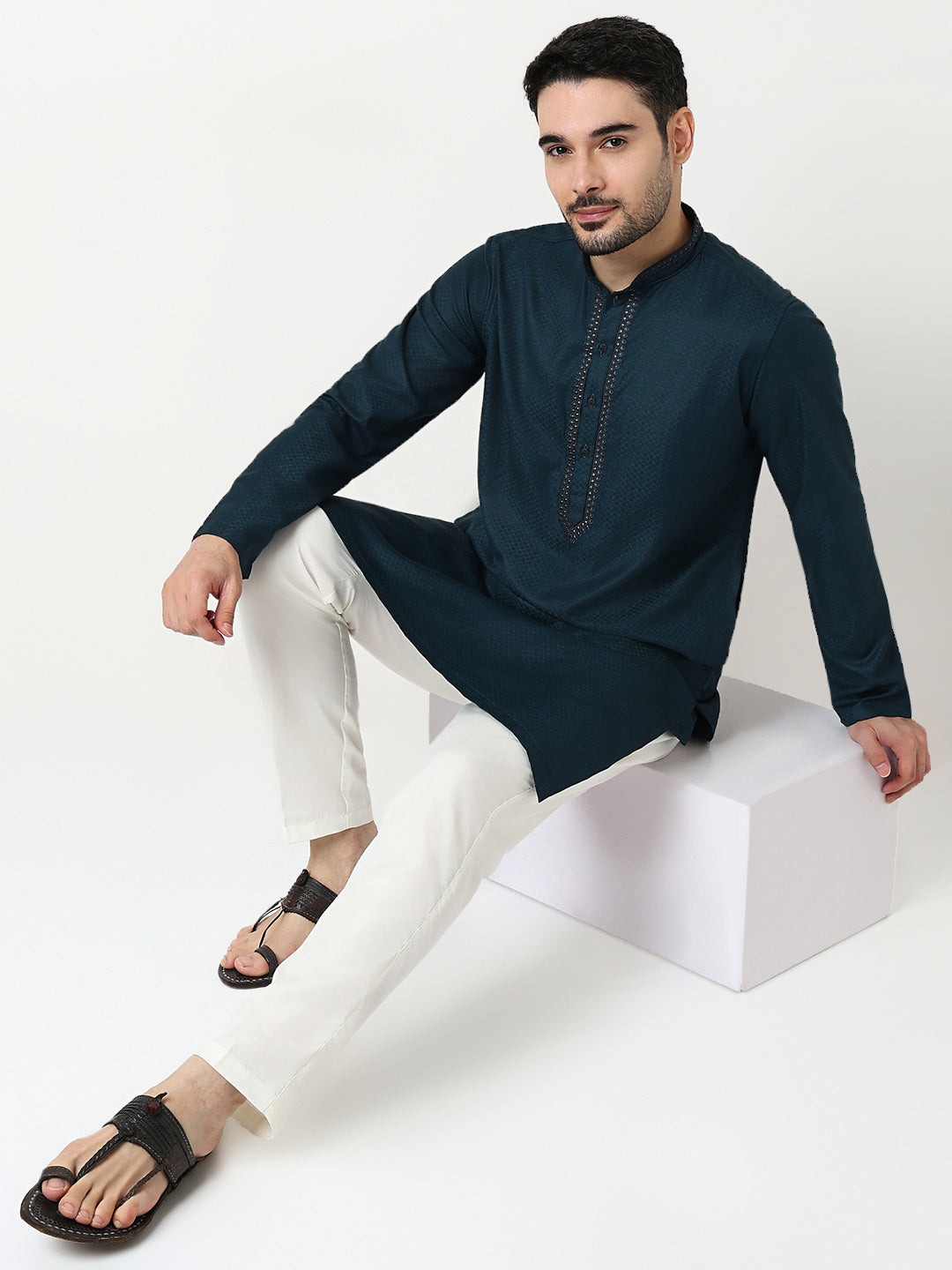 Jacquard Dobby Long Kurta
