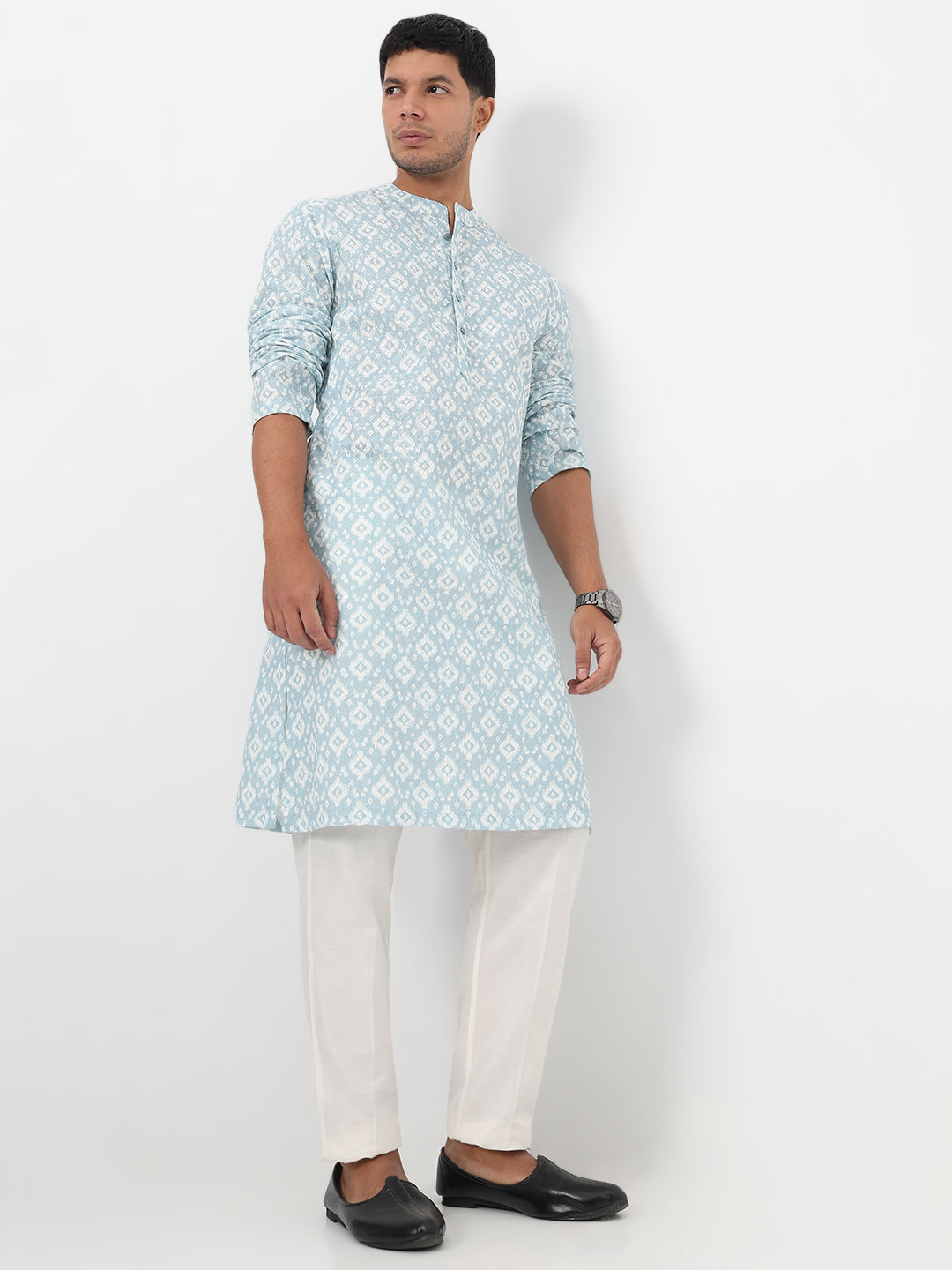 Digital Printed Schiffli Long Kurta