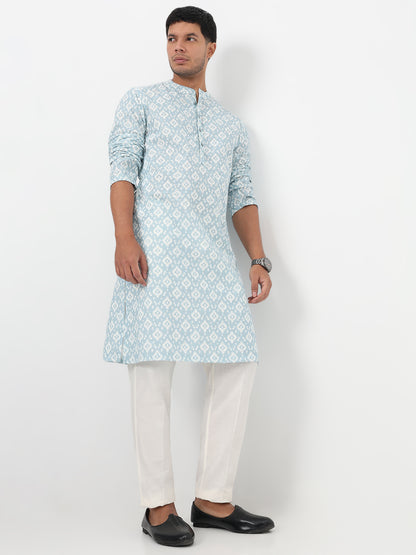 Digital Printed Schiffli Long Kurta