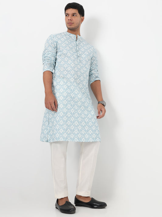 Digital Printed Schiffli Long Kurta