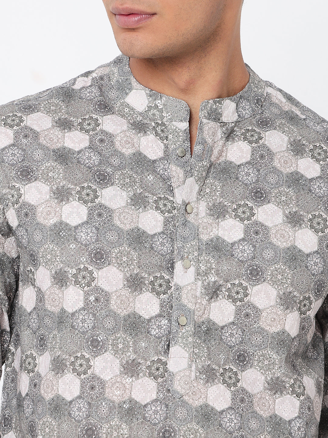 Digital Printed Schiffli Long Kurta