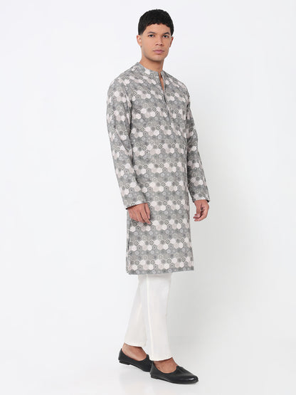 Digital Printed Schiffli Long Kurta