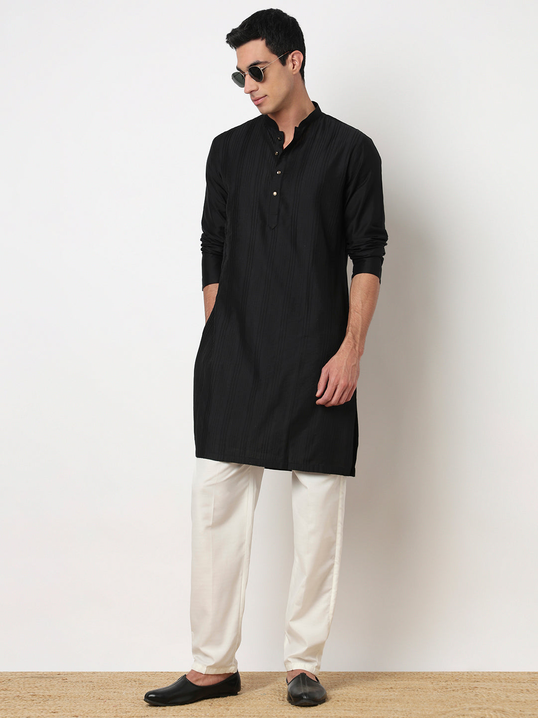 Pintucks Straight Long Kurta