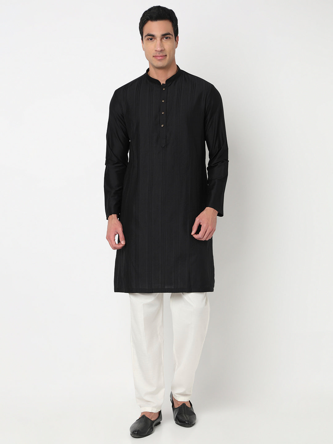 Pintucks Straight Long Kurta