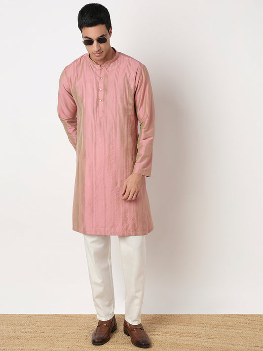 Pintucks Straight Long Kurta