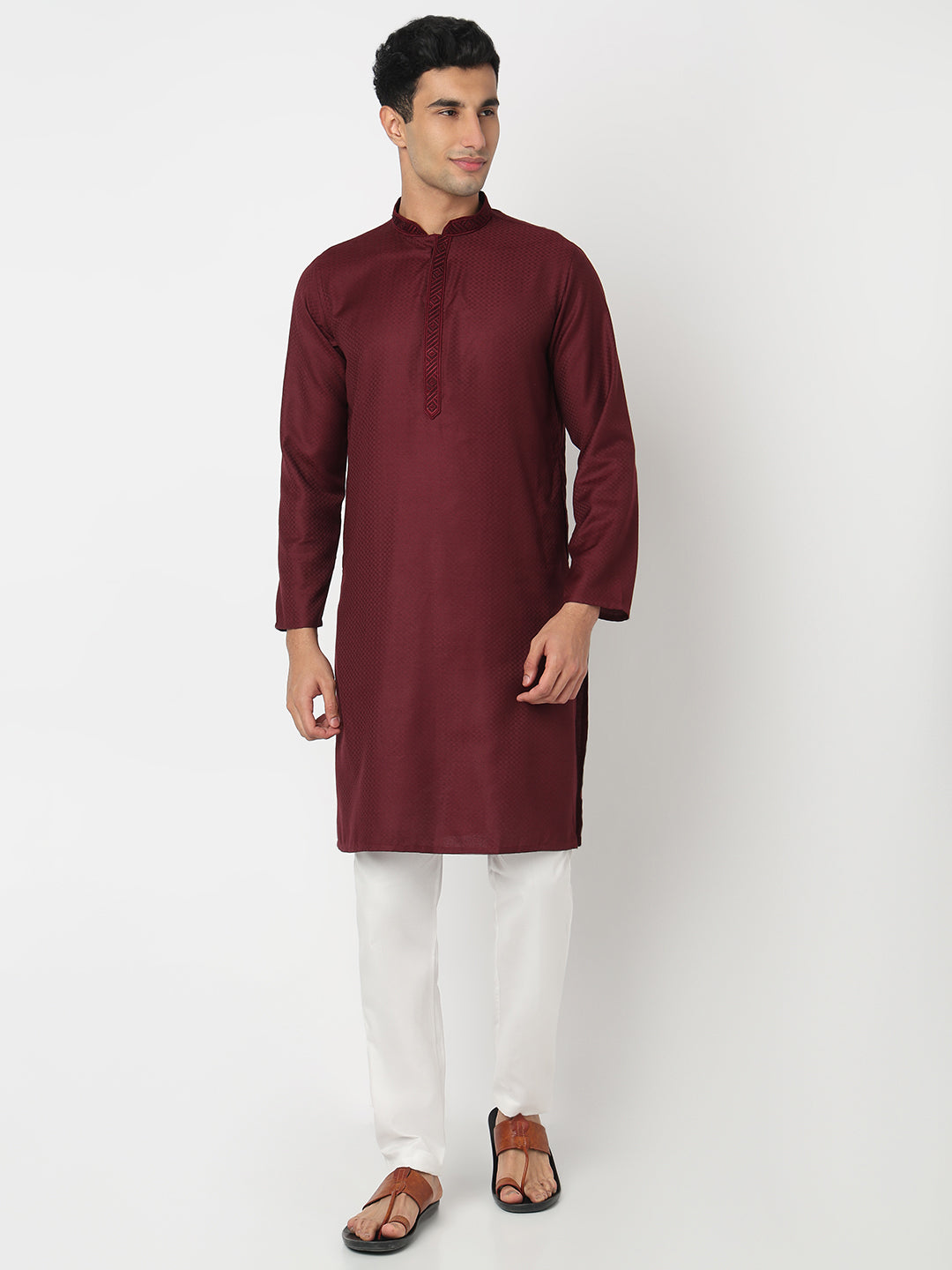Cotton Jacquard Straight Kurta