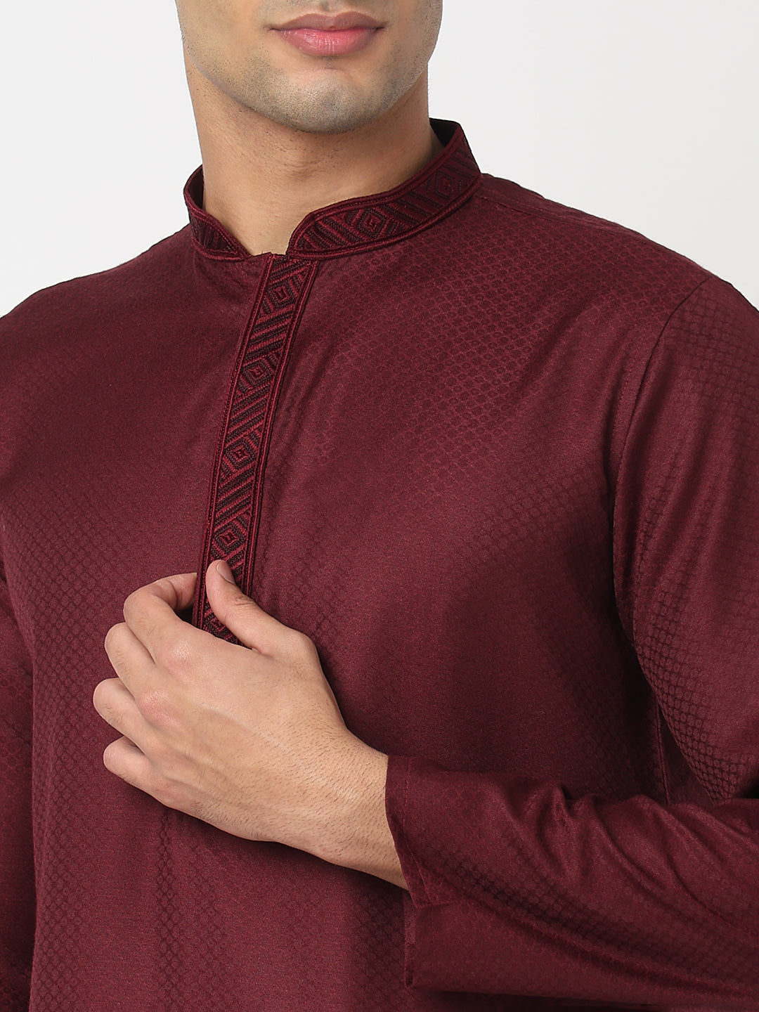 Cotton Jacquard Straight Kurta
