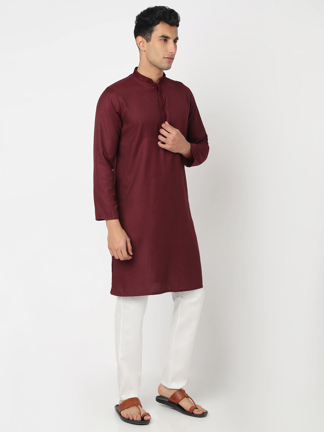 Cotton Jacquard Straight Kurta