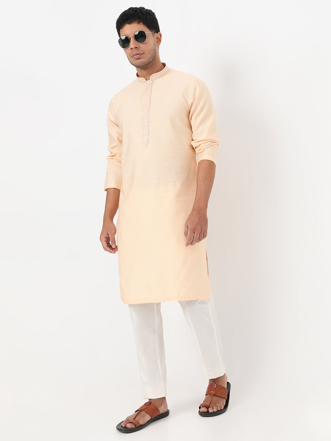 Jacquard Straight Long Kurta
