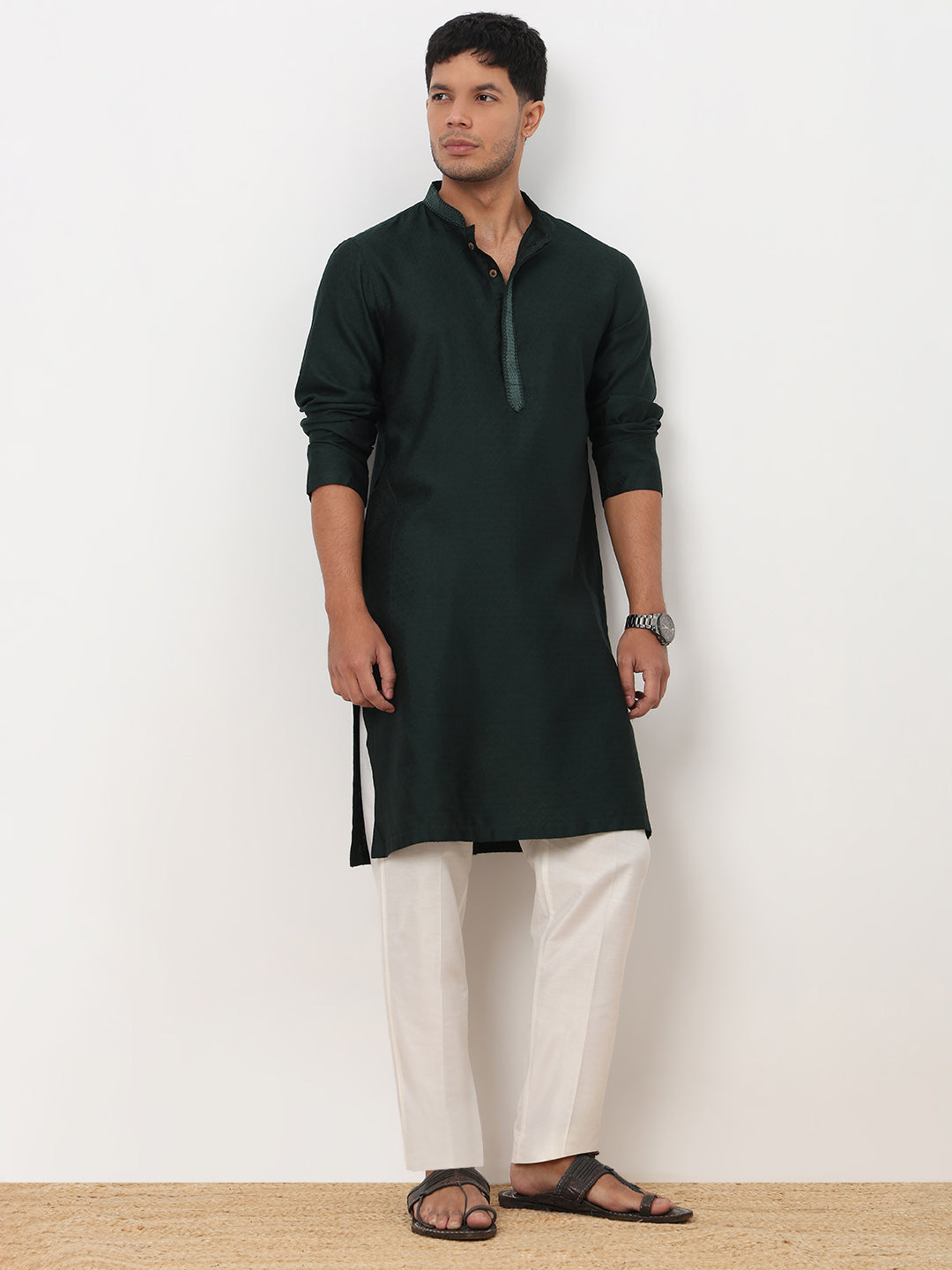 Jacquard Straight Long Kurta