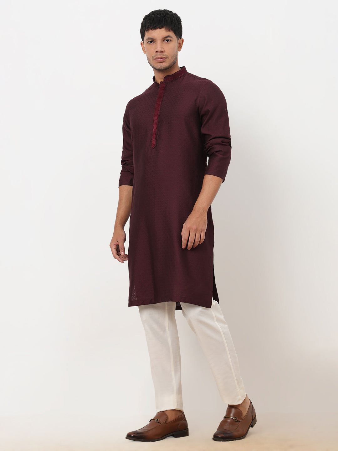 Jacquard Straight Long Kurta