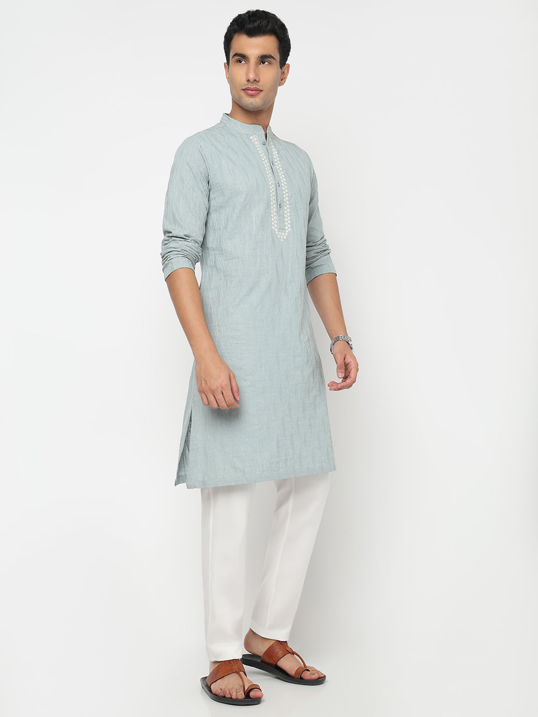 Cotton Embroidered Straight Kurta