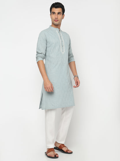Cotton Embroidered Straight Kurta