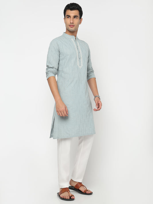 Cotton Embroidered Straight Kurta