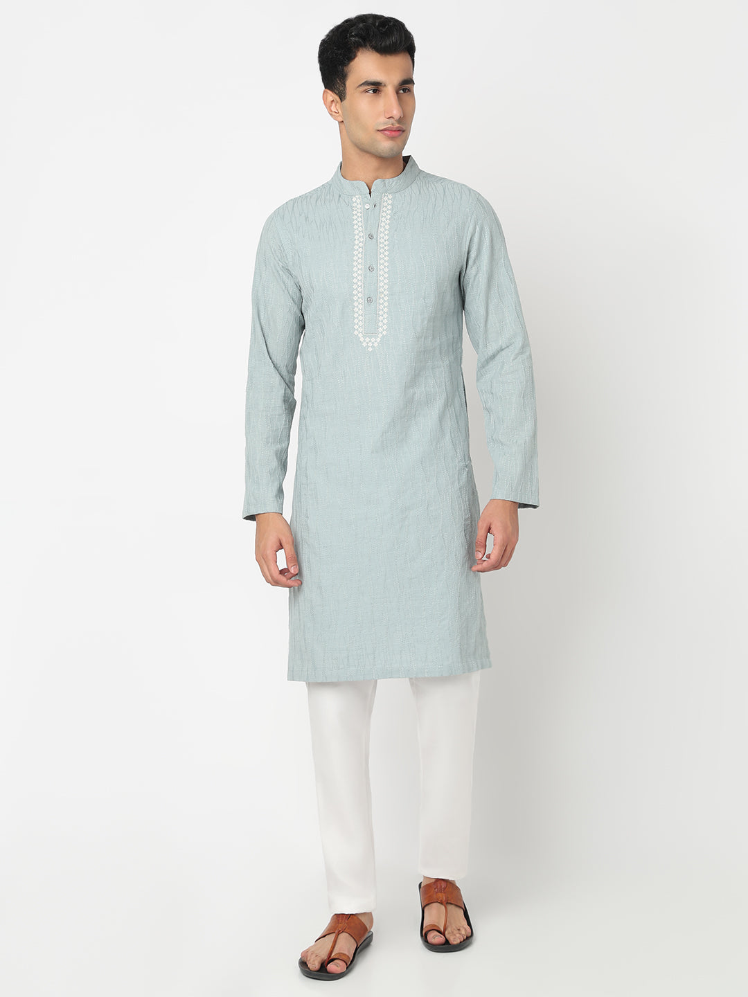 Cotton Embroidered Straight Kurta