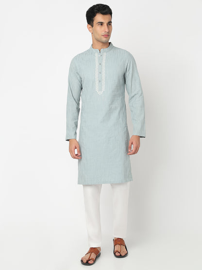 Cotton Embroidered Straight Kurta