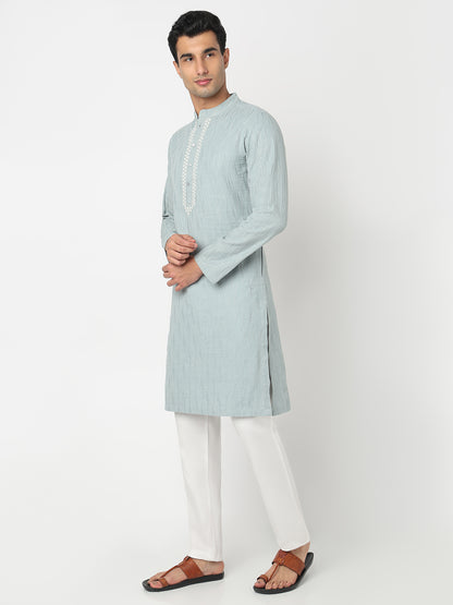 Cotton Embroidered Straight Kurta