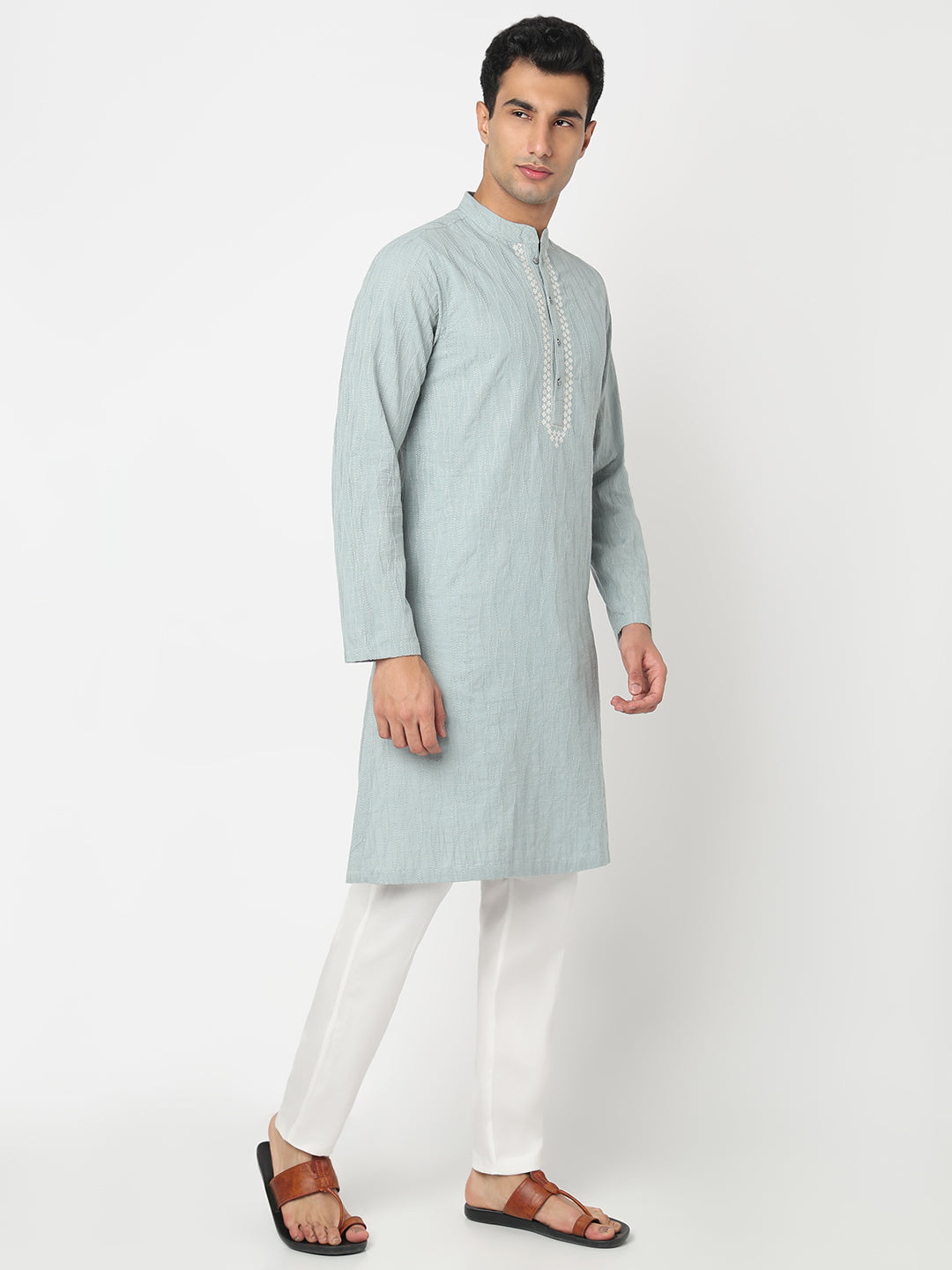 Cotton Embroidered Straight Kurta