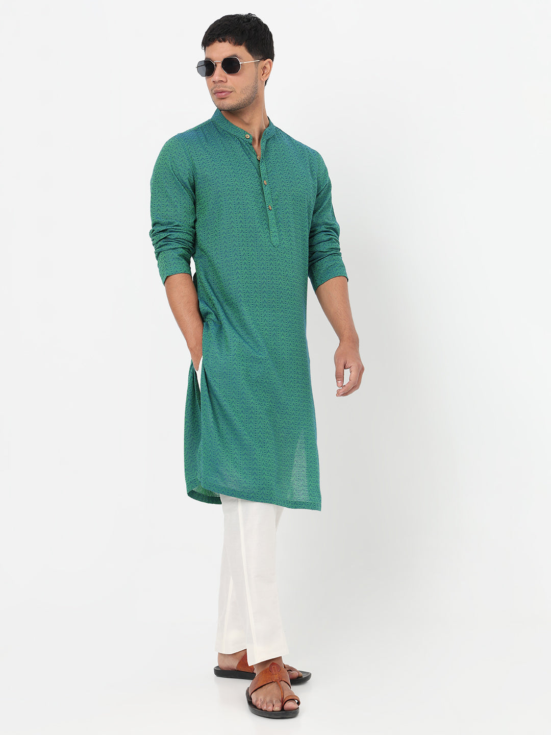 Jacquard Straight Long Kurta