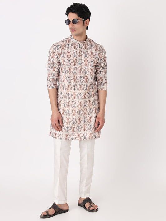 Digital Schiffli Straight Long Kurta