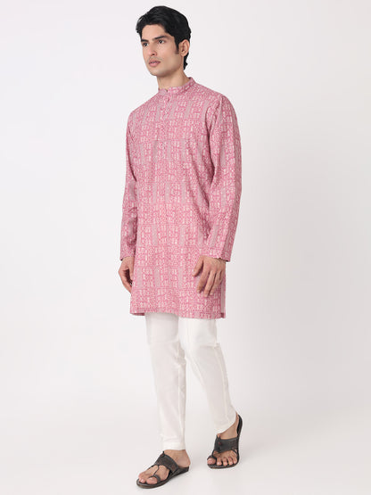 Digital Schiffli Straight Long Kurta