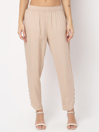 Nylangan Straight Fit Solid Mid Rise Pants
