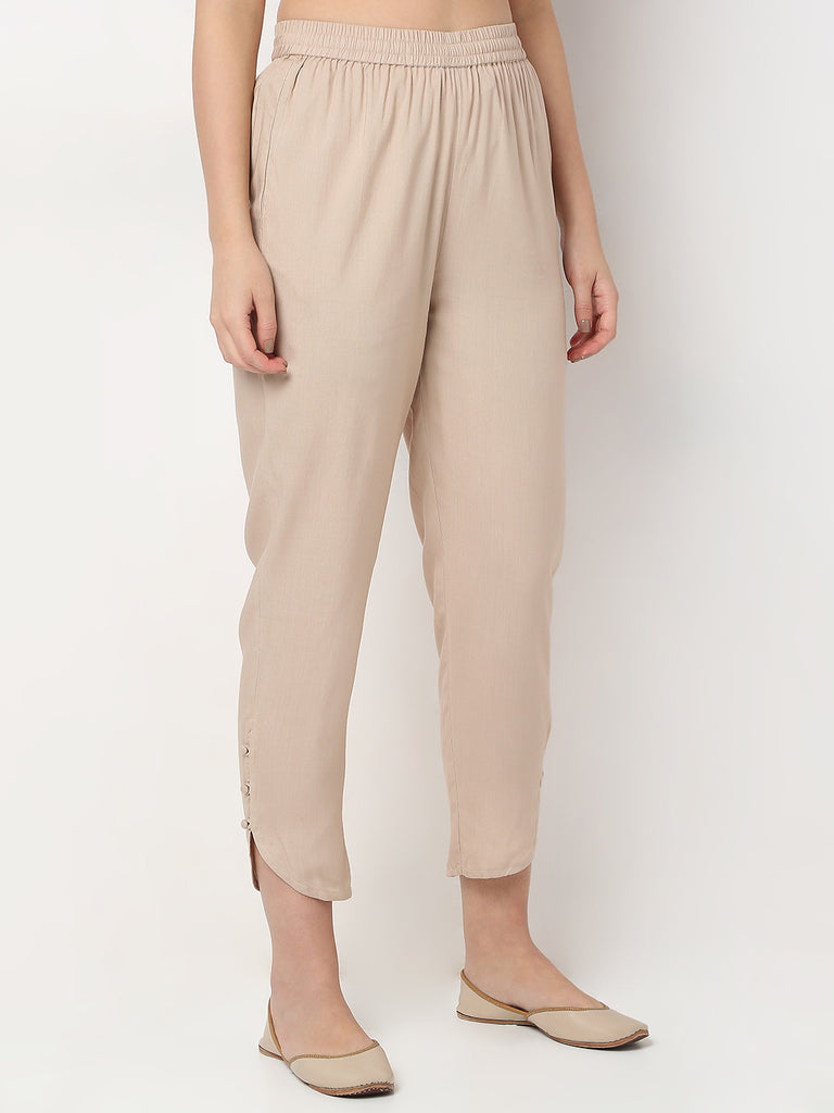 Nylangan Straight Fit Solid Mid Rise Pants