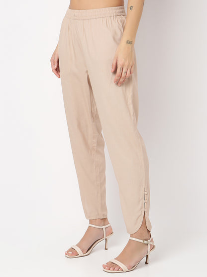 Nylangan Straight Fit Solid Mid Rise Pants