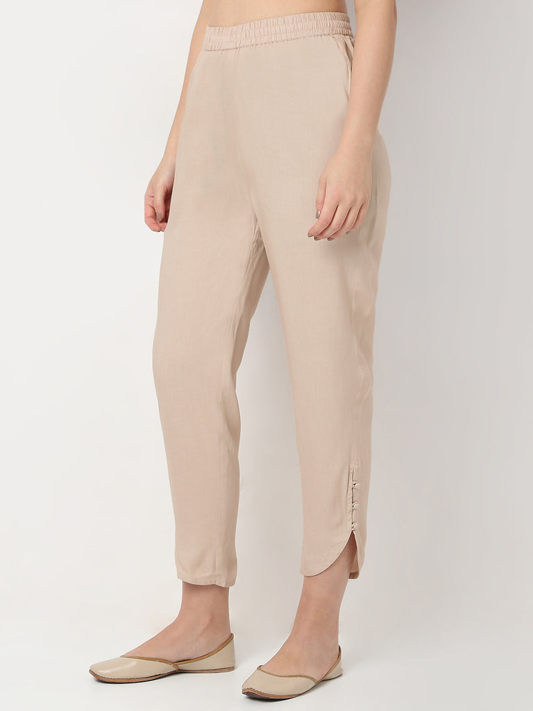 Nylangan Straight Fit Solid Mid Rise Pants