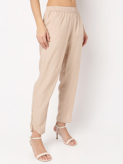 Nylangan Straight Fit Solid Mid Rise Pants