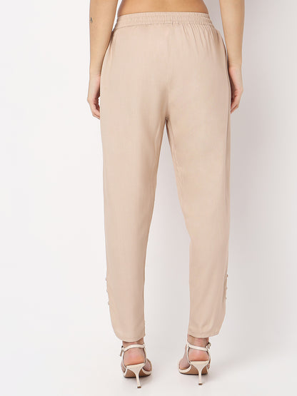 Nylangan Straight Fit Solid Mid Rise Pants