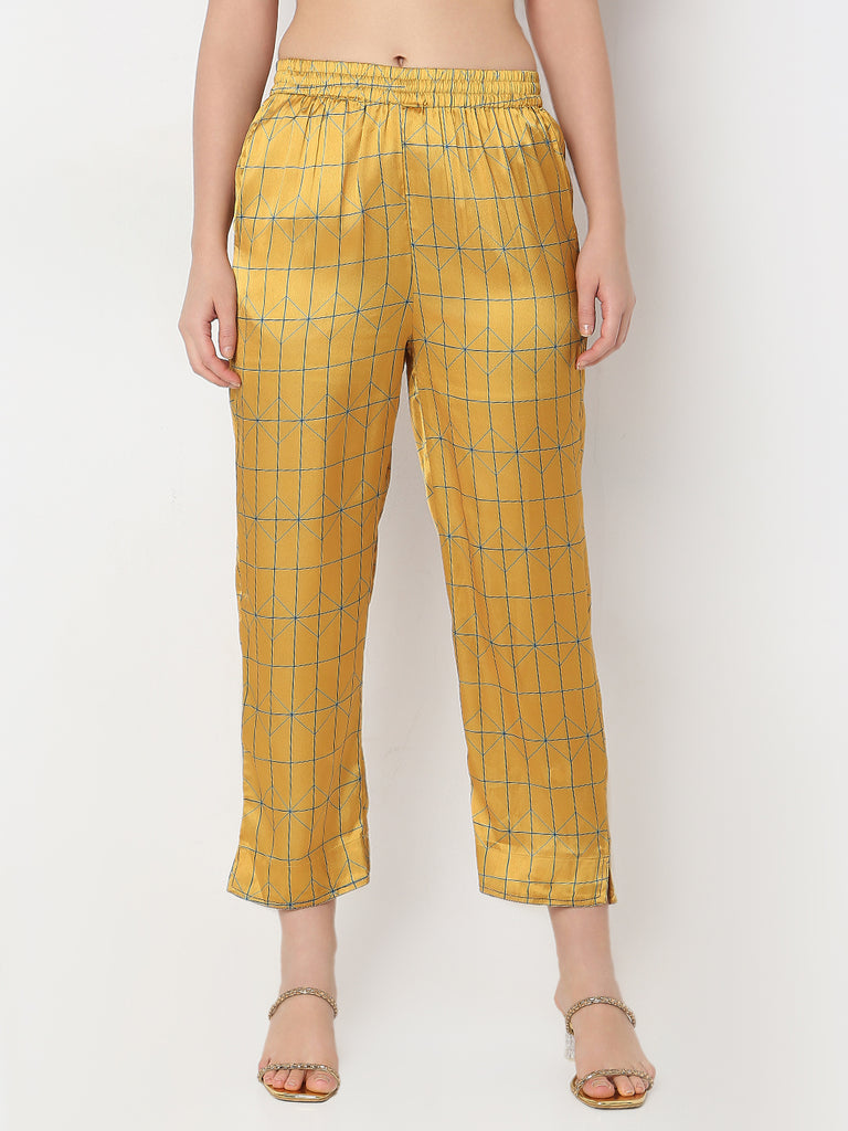 Nylangan Straight Fit Printed Ankle Length Pants