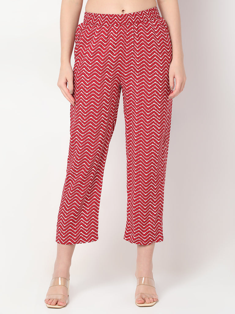 Nylangan Straight Fit Printed Below Knee Straight Pants