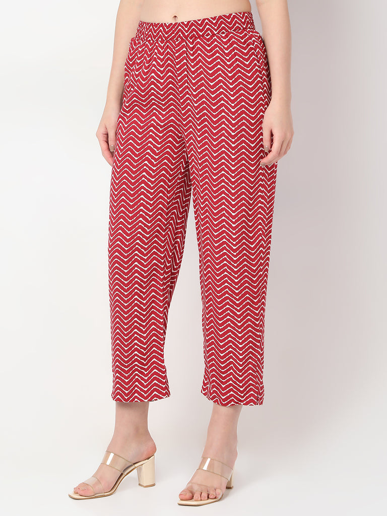 Nylangan Straight Fit Printed Below Knee Straight Pants