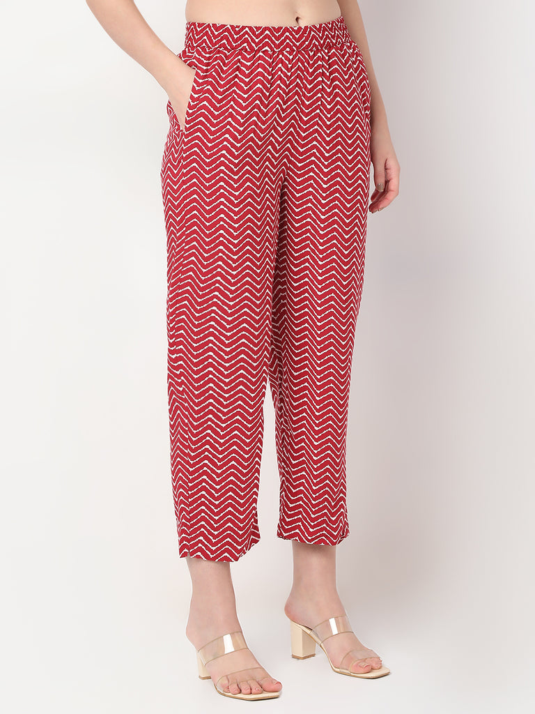 Nylangan Straight Fit Printed Below Knee Straight Pants