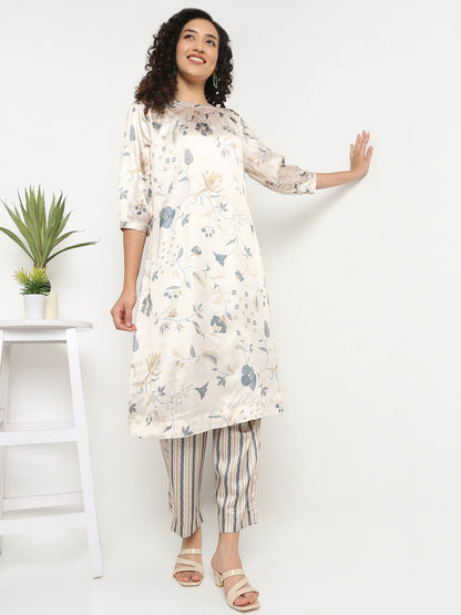 Nylangan Straight Fit Striped Ankle Length Mid Rise Ethnic Pants