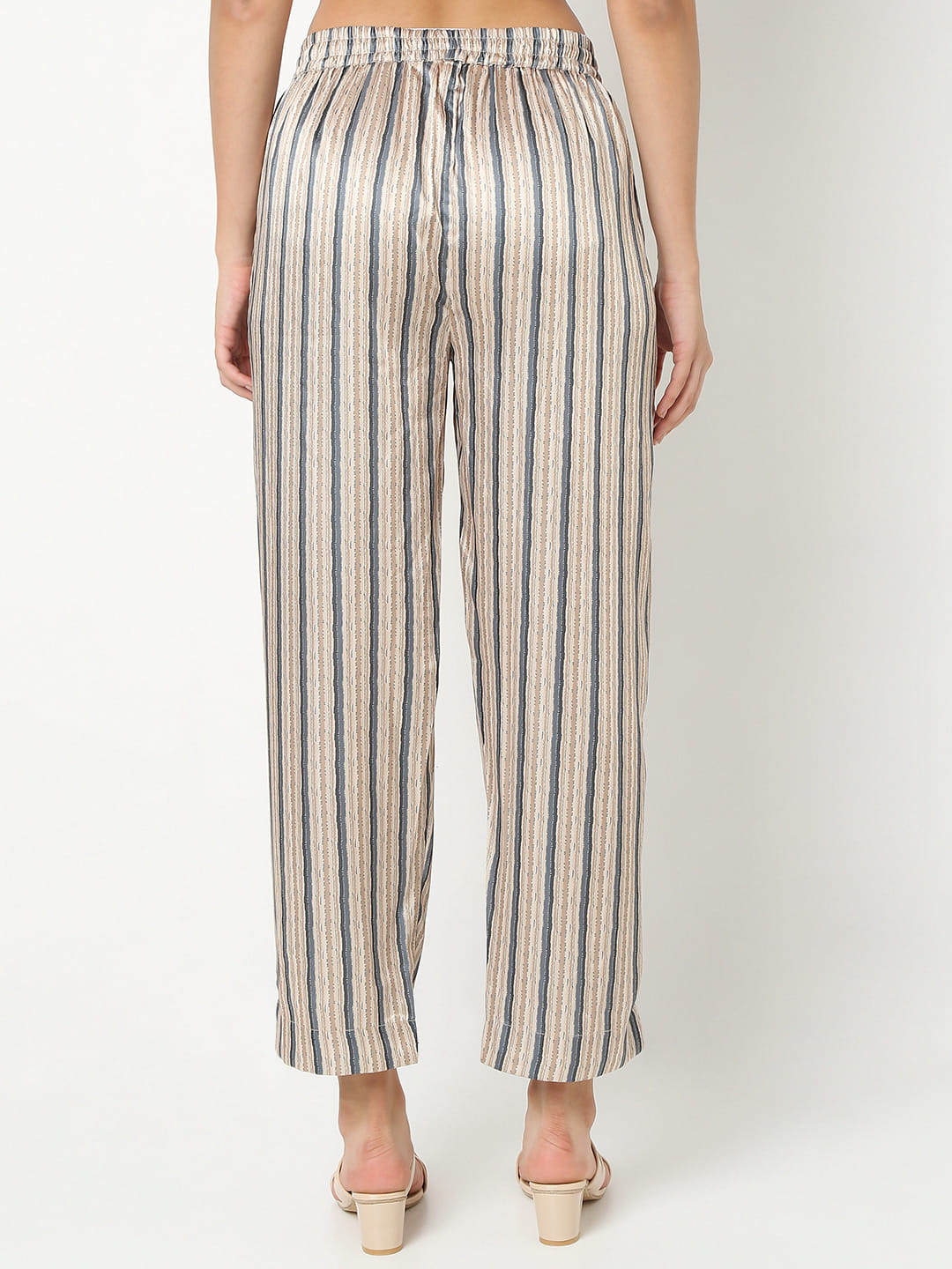 Nylangan Straight Fit Striped Ankle Length Mid Rise Ethnic Pants