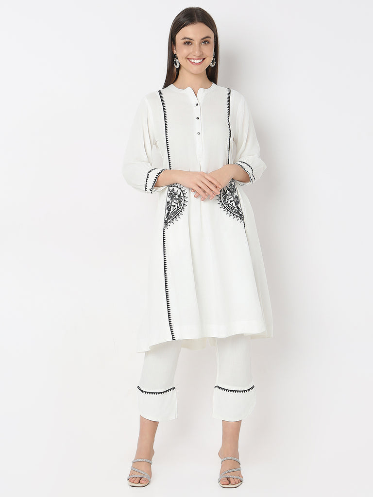 Nylangan Flare Fit Embroidered Kurta with Pant Set