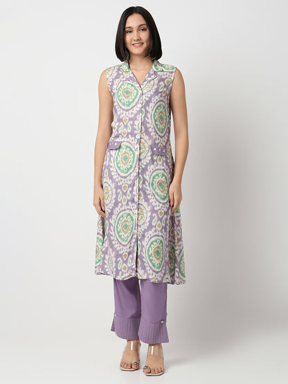 Nylangan Straight Fit Printed Sleeveless Kurta with Pant Set